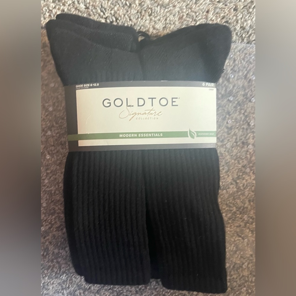 Gold Toe Men's Black Socks- 6 pack
